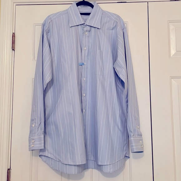 BURBERRY Pale Blue & White Striped Shirt - Picture 2 of 13